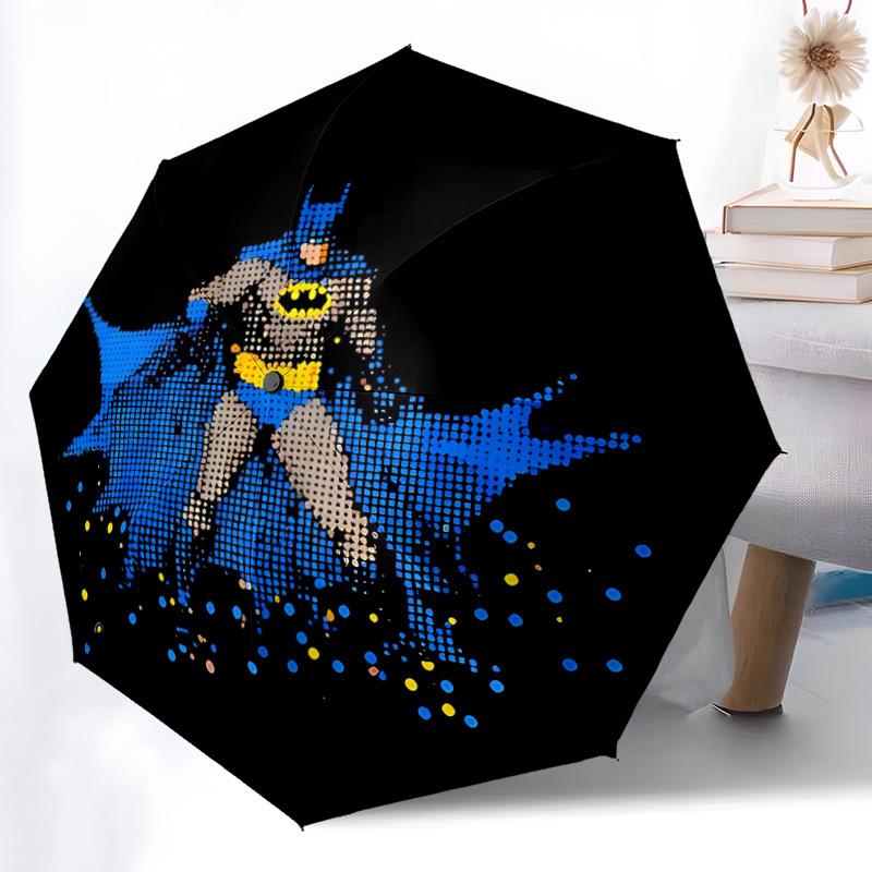 1pc Batman, Iconic Automatic Folding Umbrella - Compact 8-Rib Design, Durable Plastic & Iron, Daily Use Z1230044