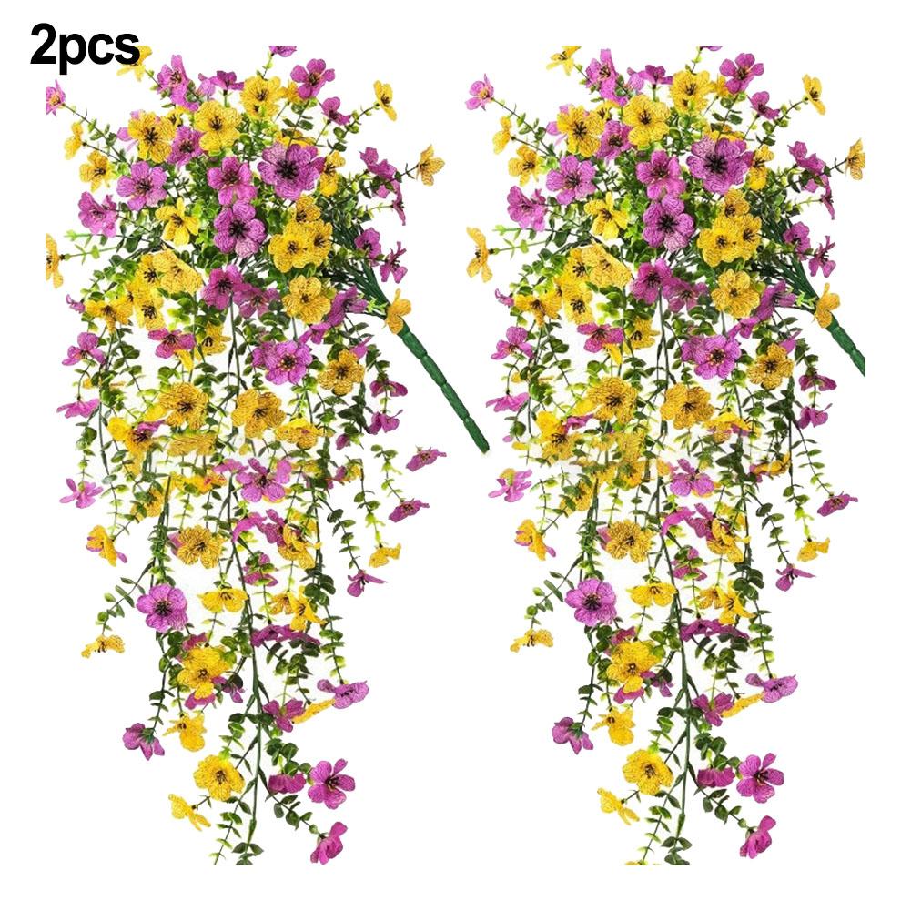

2pcs Artificial Eucalyptus Violet Flowers Simulation Purple Dish Orchid Hanging For Weddings Parties Home Decoration