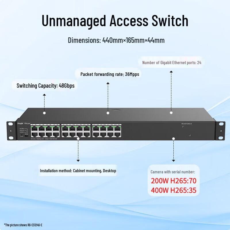 Ruijie 24-Port Gigabit Unmanaged Switch RG-ES124G-E