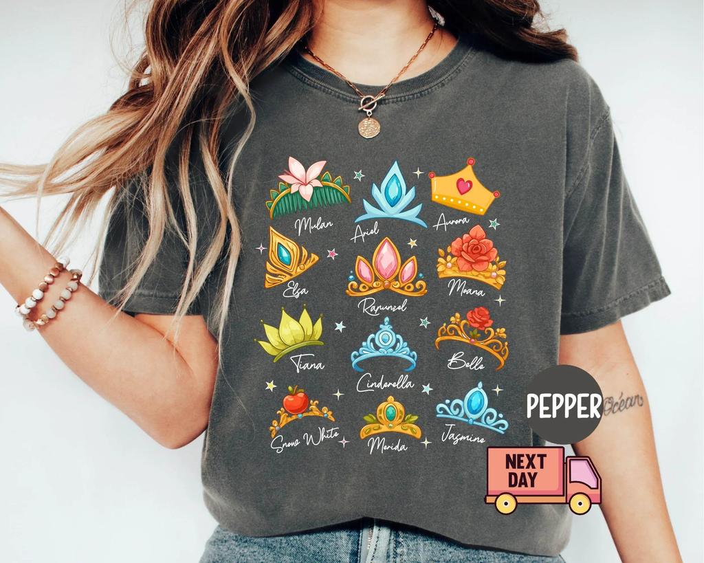 2026 Summer Princess Crown Graphic Tshirt Unisex Unisex Fashion Cotton Quality Casual Loose Short Sleeve Classic Unisex