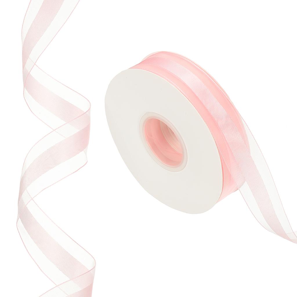 Organza Chiffon Ribbon Candy Satin Striped Sheer Craft Ribbons for Bows Making Gift Wrapping Wreath 50 Yards x 1" Decoration
