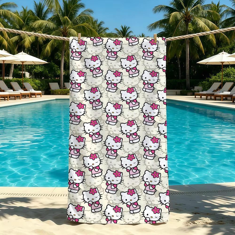 H-Hello Cute K-Kitty Summer Beach Towel, Super Absorbent Quick Drying For Outdoor Camping Swimming Pool Travel Holiday