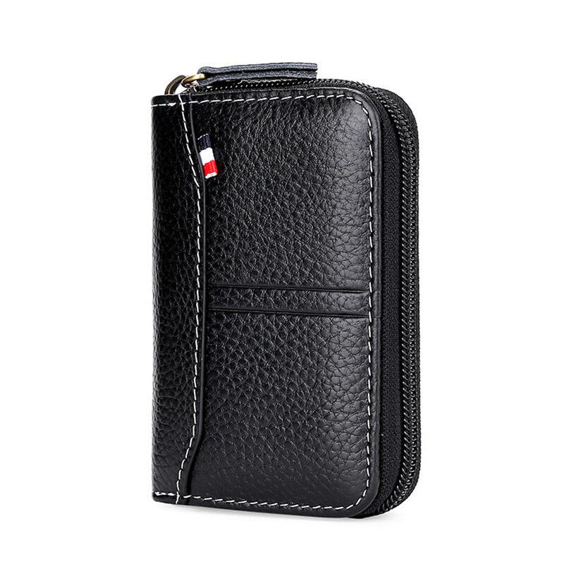 

НОВЫЙ VIP ID Банковский держатель для кредитных карт Кошелек на молнии Женский и мужской чехол для карт Тонкий чехол из натуральной кожи RFID Противоугонная щетка Карманная сумка для денег чёрный