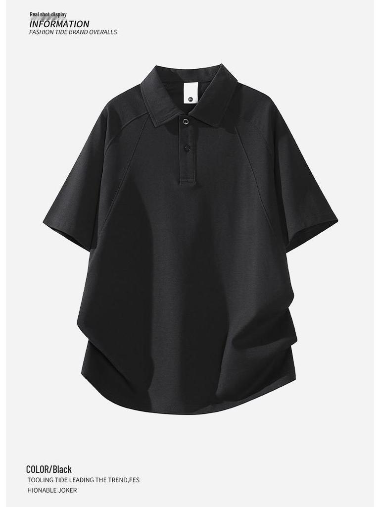 Men's Trendy 2026 Japanese Style Loose Solid Color Polo T-Shirt