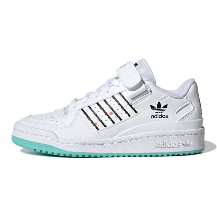 Adidas Originals Forum Low J Durable Low Top Kids Skate Shoes Kids Sneaker White Black Blue H01440