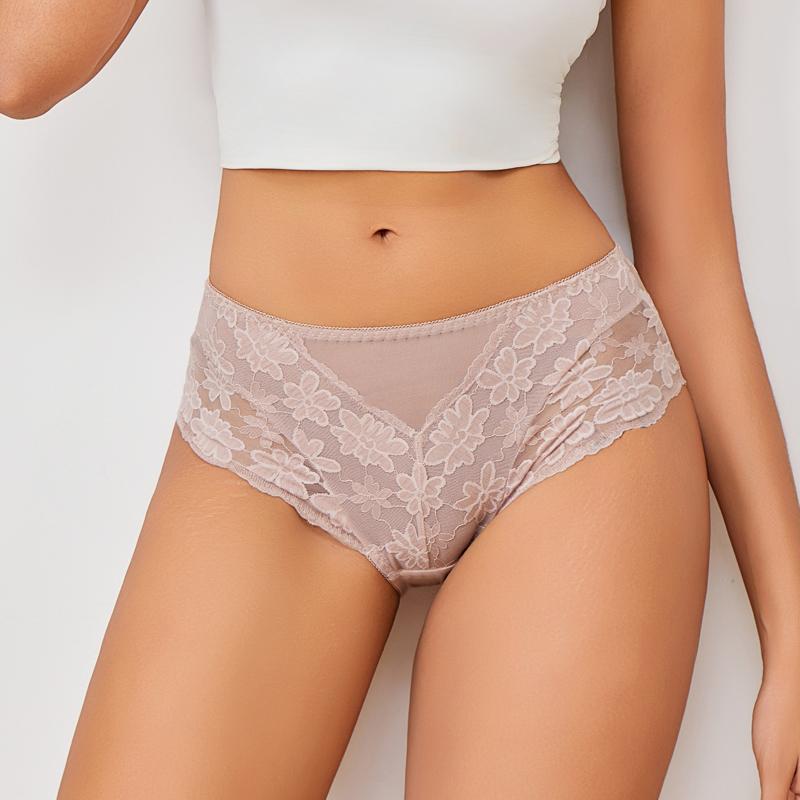 1 Stück Damen High Waist Übergröße Spitze Unterwäsche, Modisch, Atmungsaktiv, Weich und Bequem Damen Unterwäsche, 6 Farben Zur Auswahl