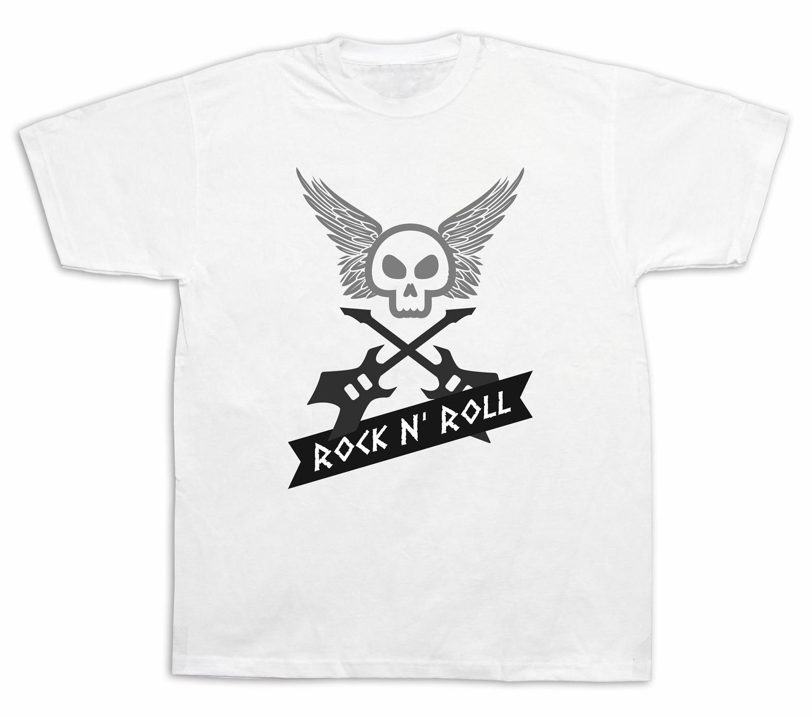 New Mens cotton Tshirt print Rock N  roll Guitar freak skull graphic design S разноцветный