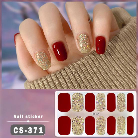 1 Sheet Gel Nail Strip UV Free Easy Apply Remove Self-adhesive Nail Sticker Long Lasting Waterproof Quality Glitter Solid Color Decorative Nail Wrap