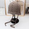 Pearl lace-up ear protector wool hat women's autumn and winter soft waxy rabbit hair knitted hat pearl twist bag head thermal hat