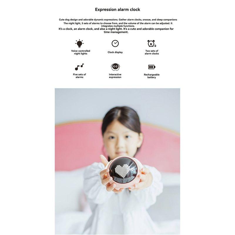 Good-Voice Controlled Multifunctional Alarm Clock A For Child Room With Cute Expression, LED Night Light