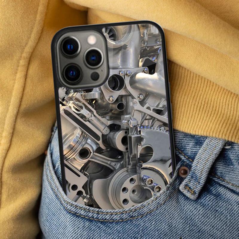 Car Parts Auto Mechanic Soft Phone Case for iPhone 17 Air 16e Pro Max 15 Pro 13 14 Plus 11 12 MagSafe Magnetic Coque