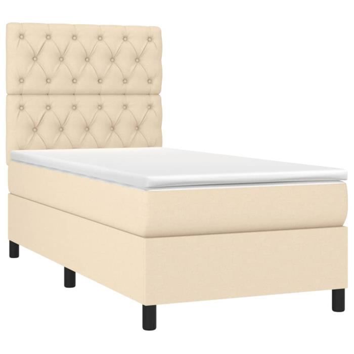 VidaXL Divan Bed with Mattress Cream 80x200 Cm Fabric - Model 3141974