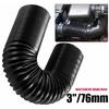 Black 3 Inch Adjustable Flexible Car Suv Turbo Cold Air Intake System Hose Pipe