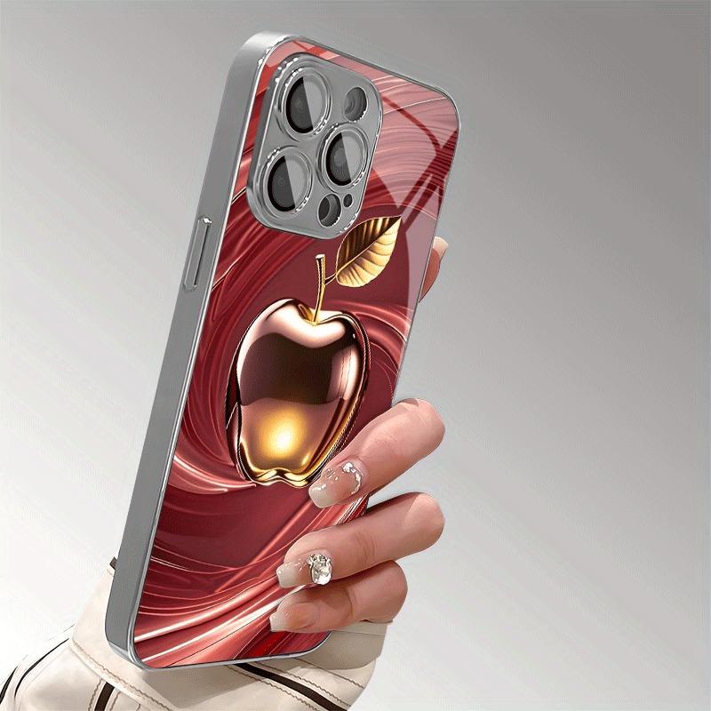 Stylish Swirl For Apple Pattern Glass Electroplated Phone Case For iPhone 17 16 Pro Max 15 14 Plus 13 12 11 Pro 16E 17 Air Cover