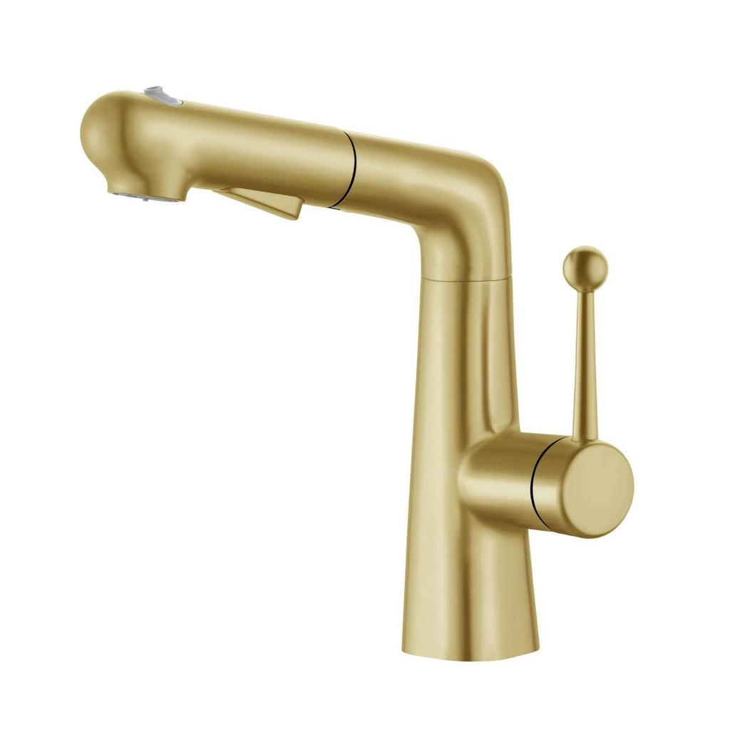 Adjustable Bronze Pink/Yellow Pull-out Bathroom Basin Faucet Splash-proof Rotating Cold And Hot Mixed Water Basin Faucet