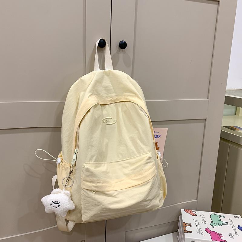Schoolbag Lightweight Simple Solid Color Backpack Casual Versatile College Student Class Bag School Bag Female Outing Wind Student Backpack