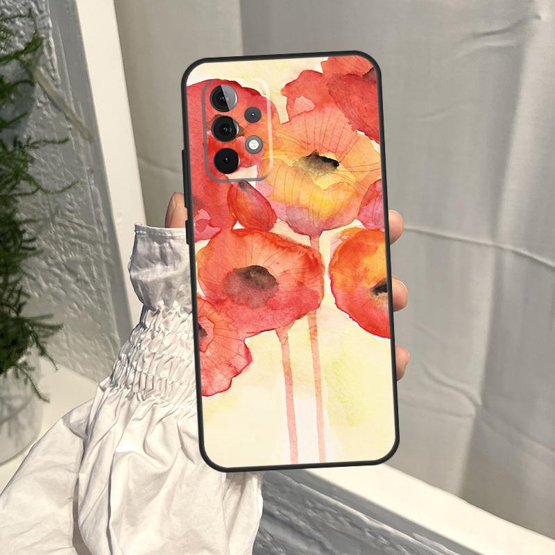Poppy Flower Bloom Case For Samsung Galaxy A16 A36 A56 A06 A13 A53 A33 A23 A55 A35 A17 A54 A34 A14 A52 A32 A15