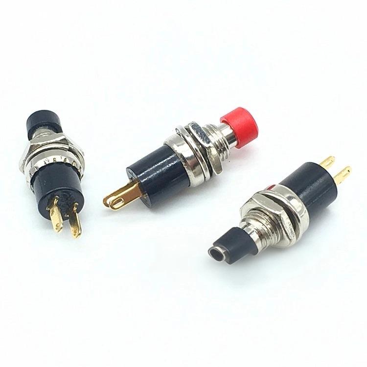 Mini Self-Locking Push Button Switch PBS-110 PB05A, Gold-Plated 2-Pin, 7mm, Round Latching Power Switch