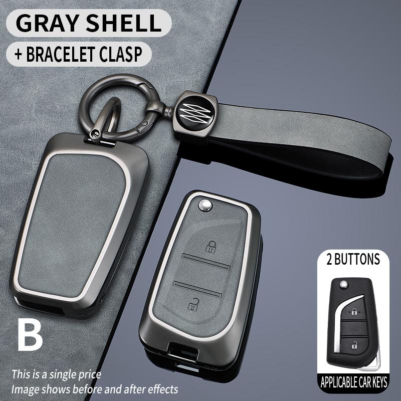 Car Zinc Alloy Leather Flip Key Case Cover Holder For Toyota RAV4 RAV-4 Levin Camry Reiz Highlander Corolla VA2 Accessories