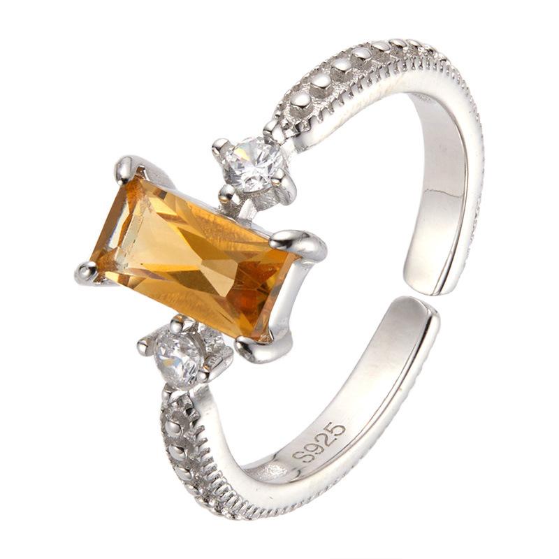 Bague Trésor Colorée en Argent Sterling S925 Doré 18K Sucre Naturel Anneau d'Index Haut de Gamme Lumineux Ne Se Décolore Pas Bijoux