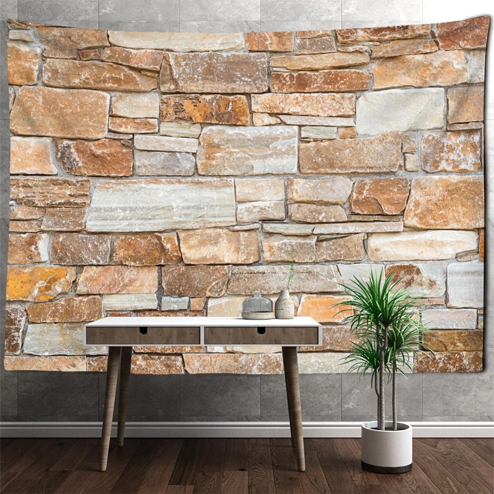 Brick Wall Mural Tapestry Wall Hanging Stone Wood Retro Boho Psychedelic Hippie Tapiz Art Dorm Home Decor