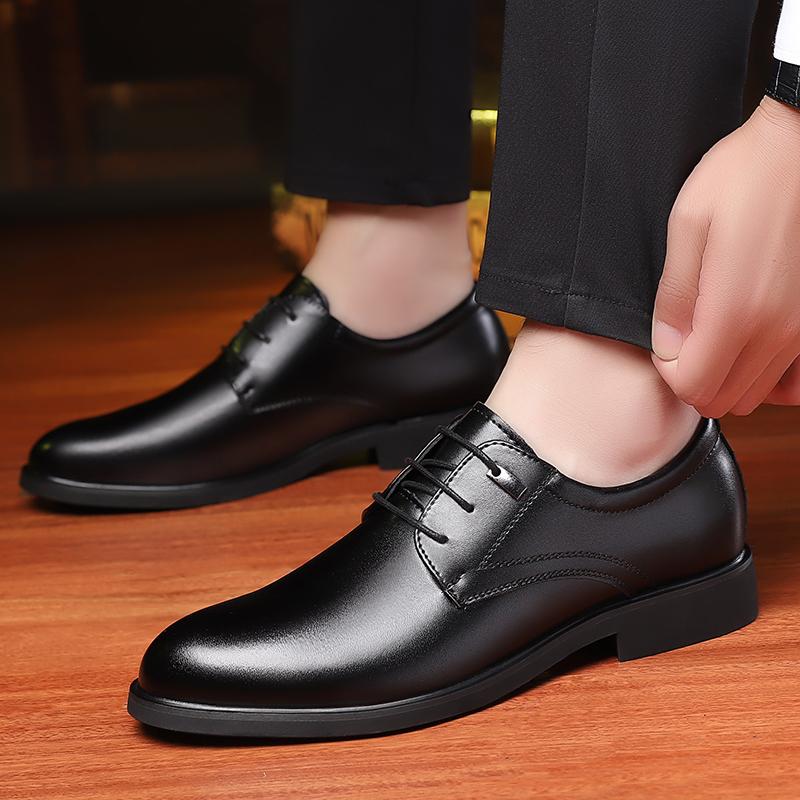 Fashion Lace-Up Men Casual Dress Shoes Men's Fashion Fashion Oxford Shoes Comfortable Male Leather Flats Classic Men Shoes for Wedding