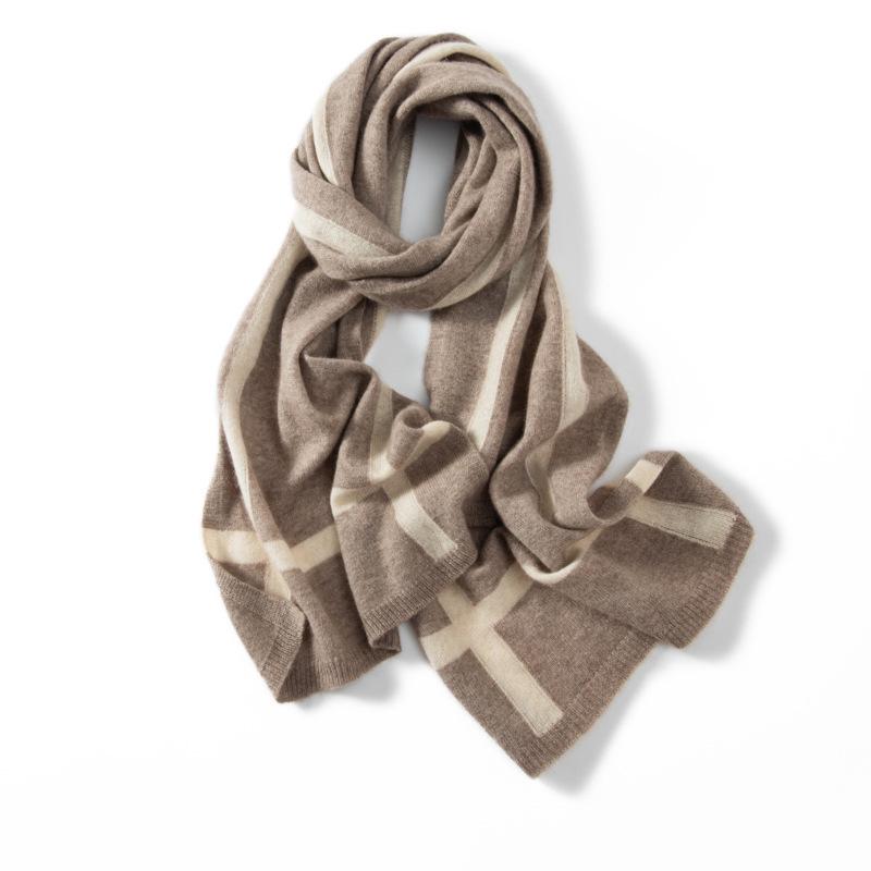 Color Block Cashmere Knit Scarf & Shawl: Warm, Versatile Neck Protection for Men & Women