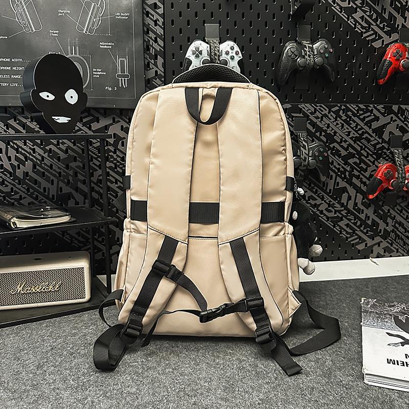Contrast Color Backpack Men's Lightweight Travel Backpack Large Capacity Student Schoolbag