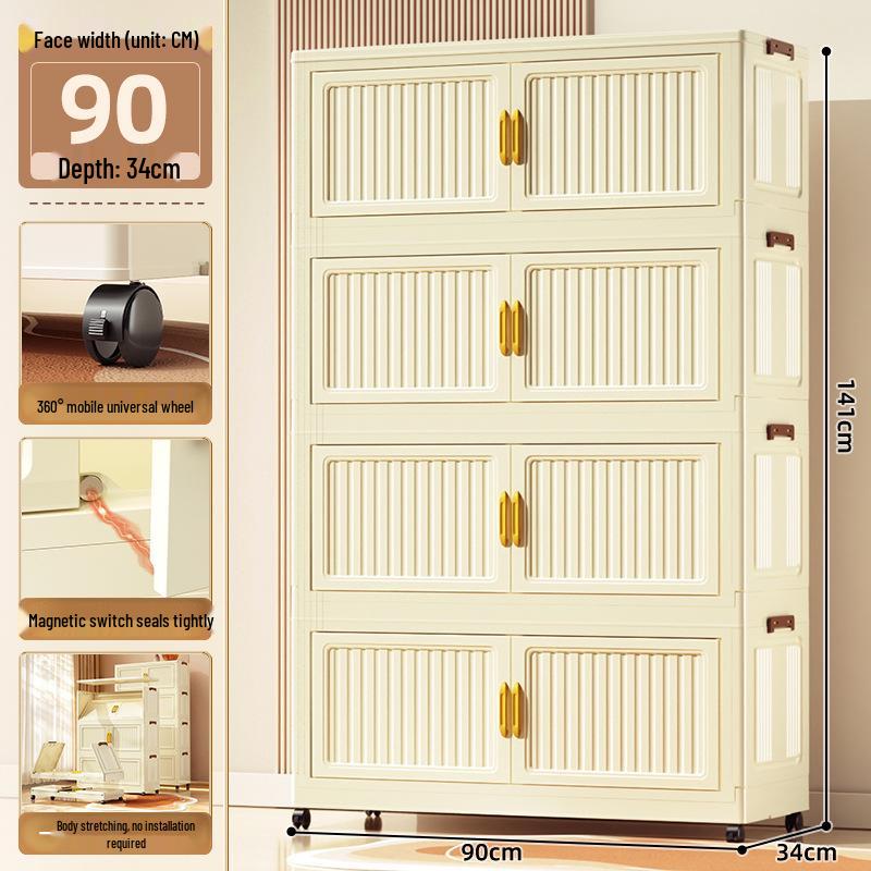 70-90cm No-Install Folding Storage Cabinet for Home, Living Room, Bedroom, Multi-layer Wardrobe, Sundries Organizer.