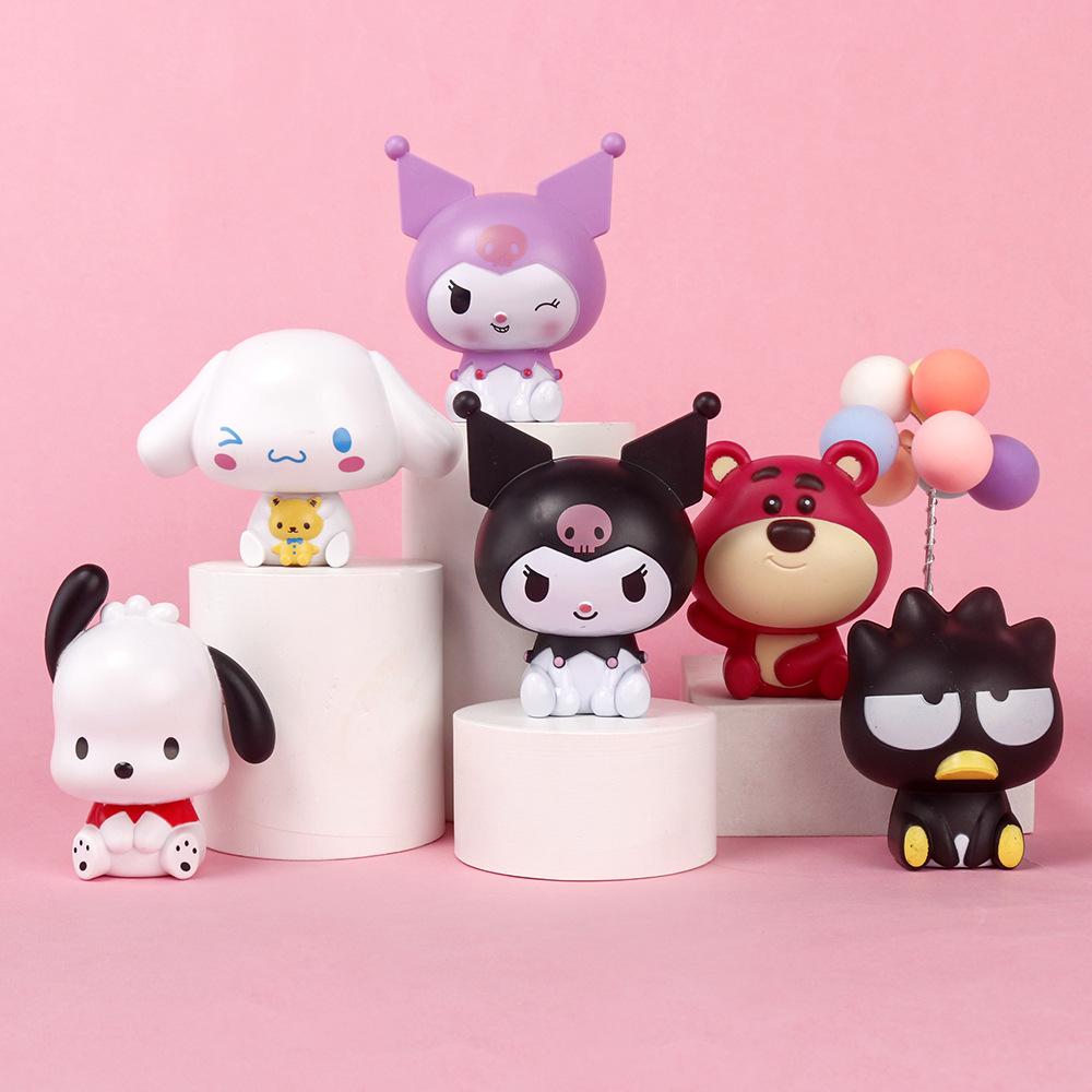 Zabawki Figurki Akcji Lalki Model Ozdoba Biurko Sanrio Kuromi Melody Cinnamoroll Prezenty Urodzinowe dla Dzieci Dekoracja Tortu