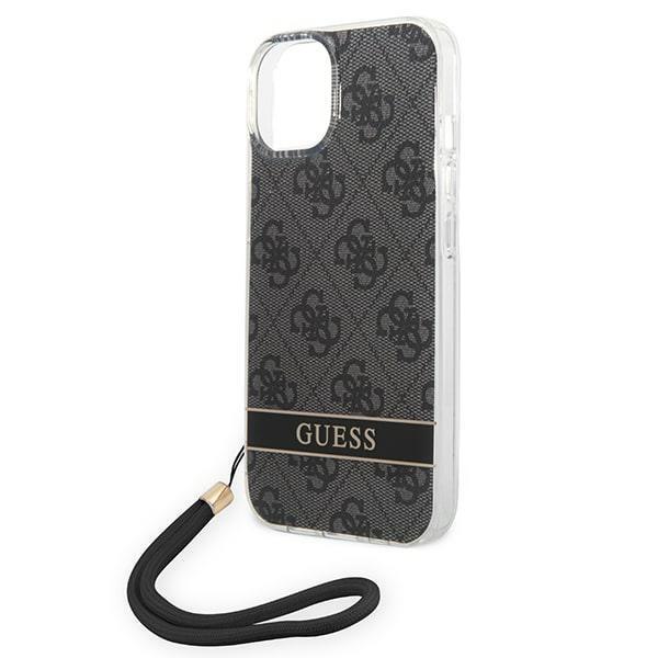 Funda para iPhone 14 Plus Guess Hardcase 4G Estampado Correa Negra