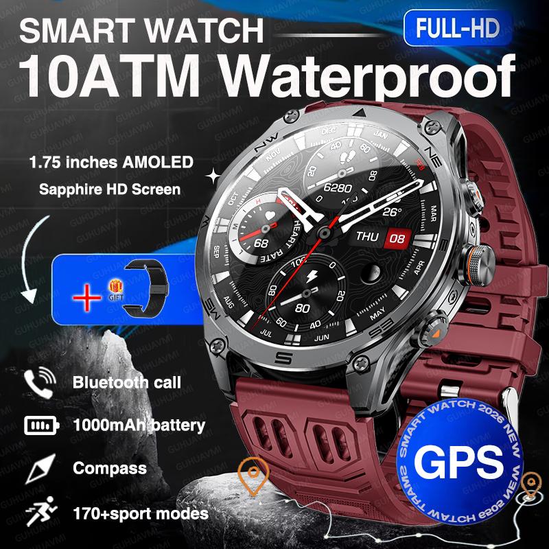 New 1000mAh Big Battery GPS Smart Watch Men 10ATM Waterproof Rugged Military Clock Map Path Tracking Bluetooth Call Smartwatch