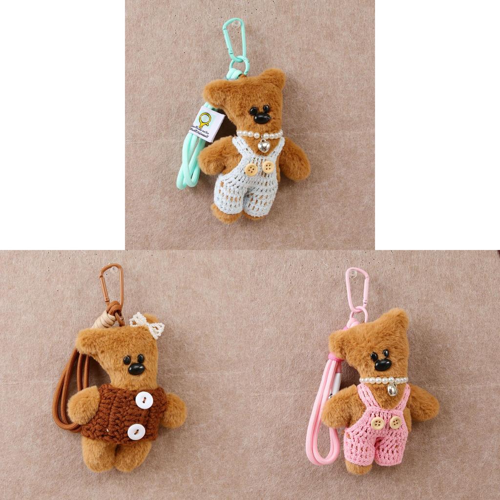 Plush Bear Keychain With Cartoon Design For Car And Bag Decor