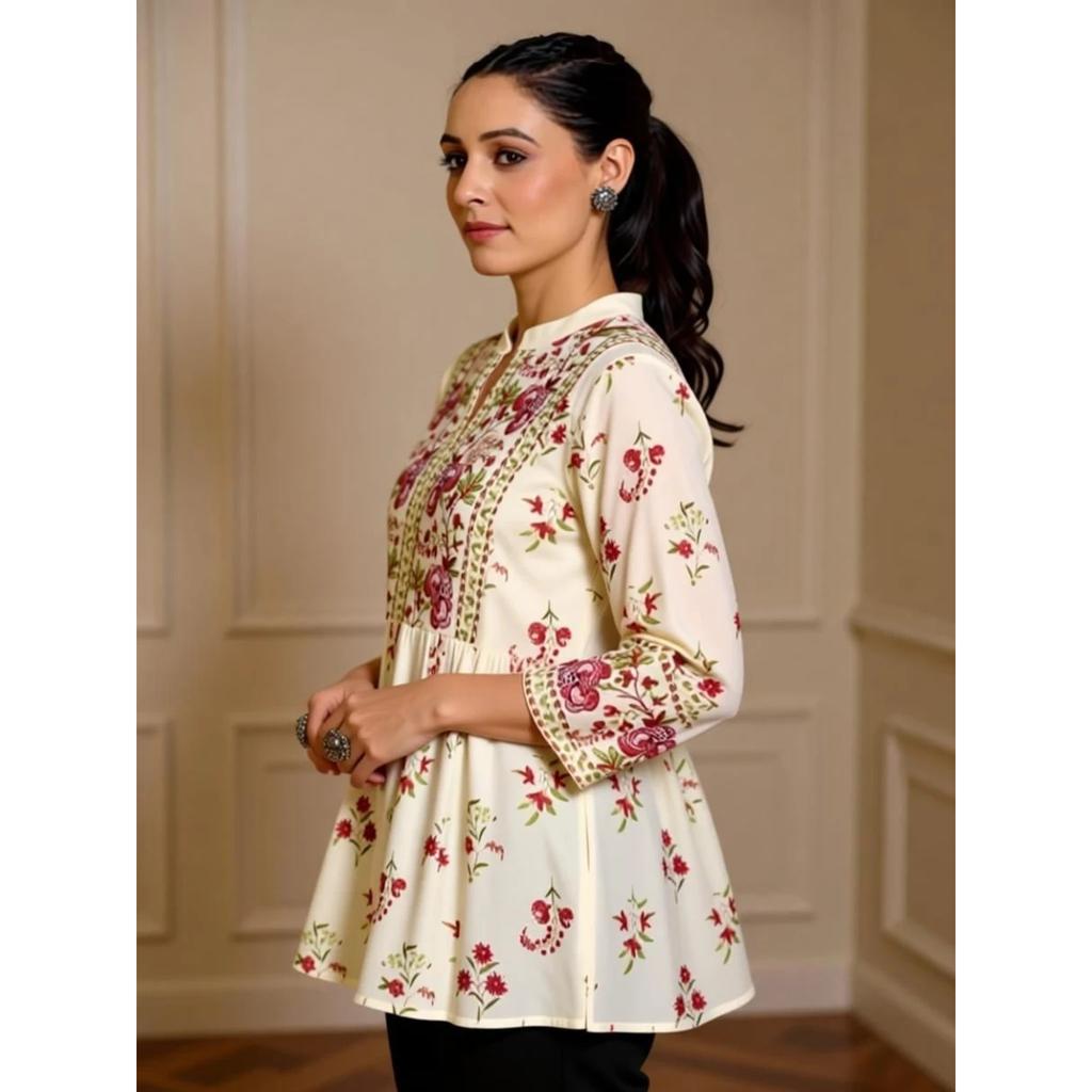 Women Office Party Wear Top Tunic Kurti Set Indian Bollywood Ethnic Short Kurta