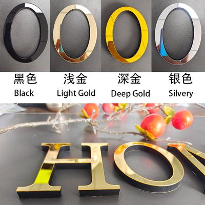 10cm 3D Acrylic Arabic Numerals 0-9, Customizable Door Office Room Number Sign, Gold Black Silver Wall Sticker