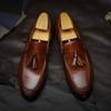 New Men's Fringed Loafer Leather Shoes First Layer Cowhide Large Size 48 Men's Shoes Casual and Versatile