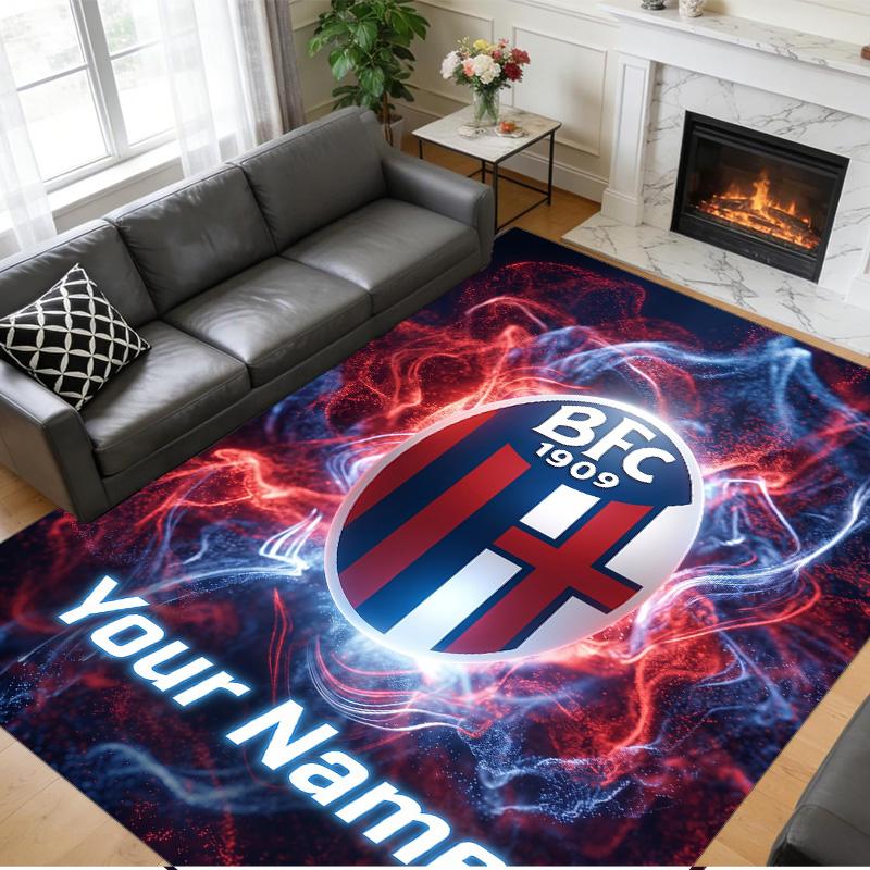 Crystal Velvet Rug Custom Name Text, Soft Non Slip Floor Mat Home DecorBologna FC