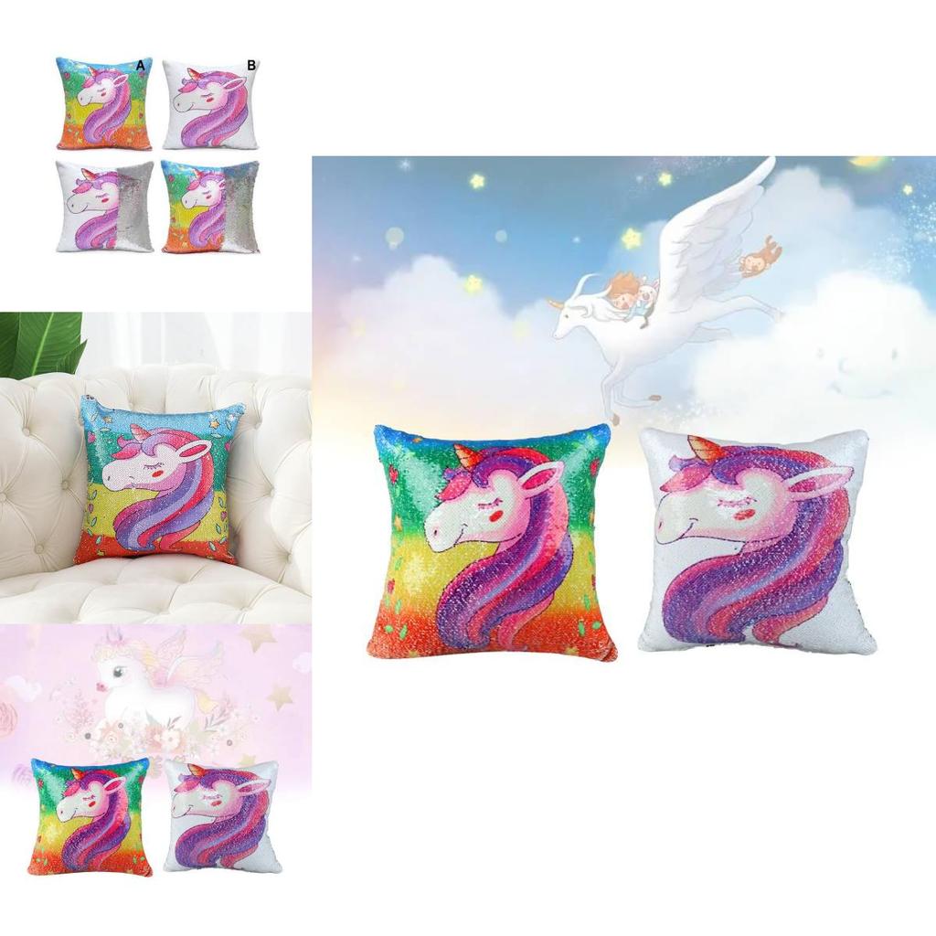 Colorful Cartoon Sequin Pillowcase For Diy Sofa Cushion And Car Seat Decor 40x40cm