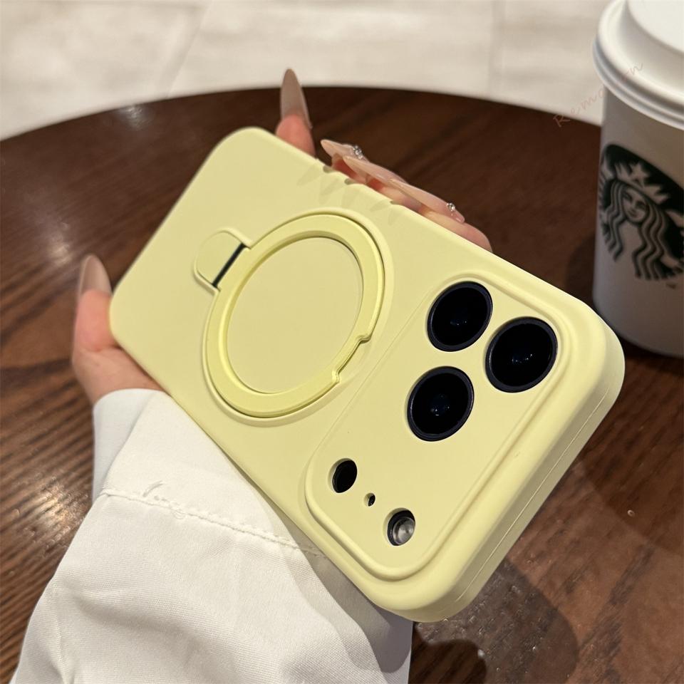 

Stand Liduid Silicone Magnetic Phone Case For iPhone 17 Air 11 12 13 15 14 16 Pro Max Plus Magsafe Ring Holder Protector Cover For iPhone 12Pro