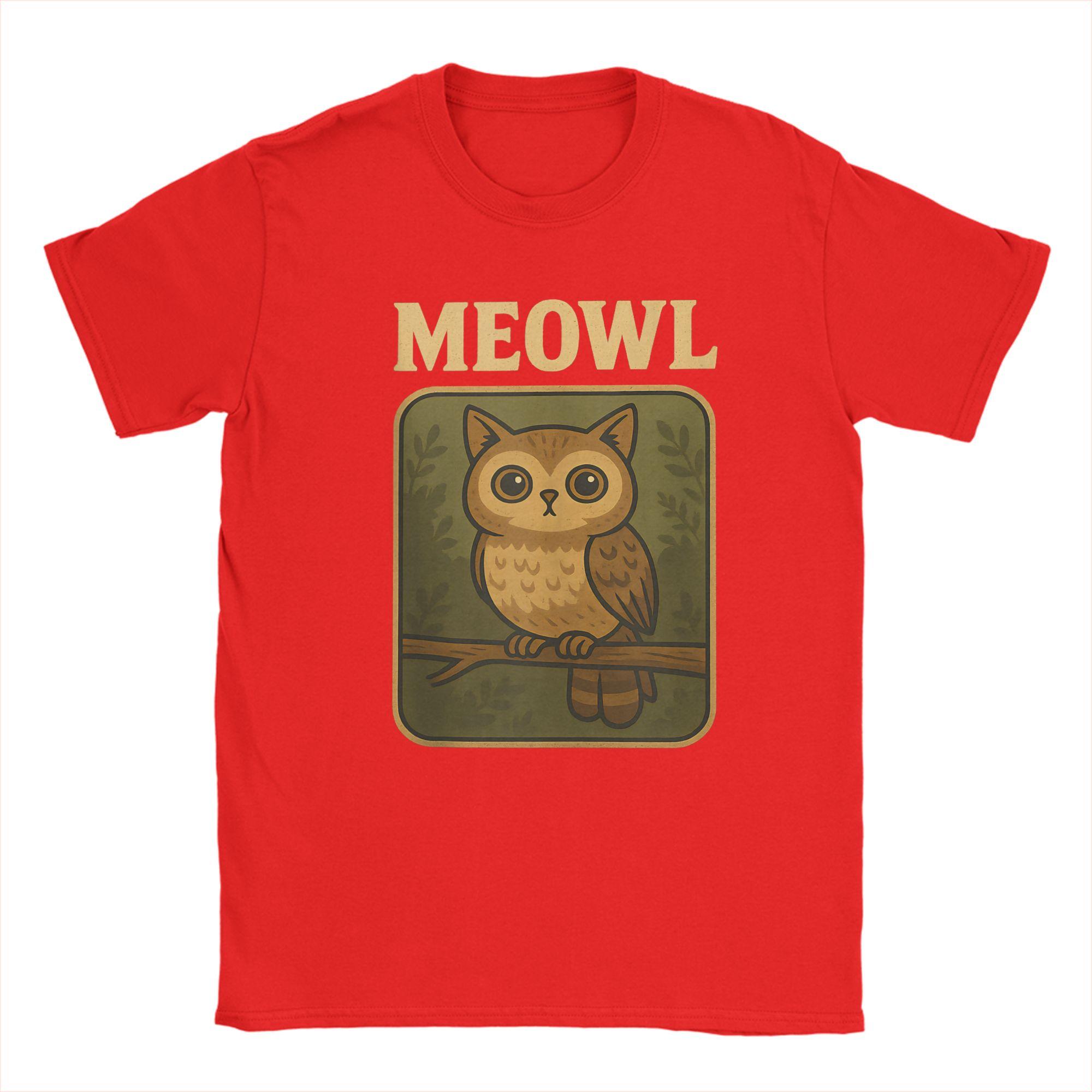 Meowl Funny Meow Cat Owl Brainrot Meme T Shirt Summer Cotton T Shirts For Adult Harajuku Casual Tee Shirt Vintage Clothing S