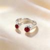 925 Sterling Silver Rings for Women Couple Minimalist Handmade Red Zirocon Ring Fine Jewelry Gift Prevent Allergy