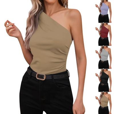 Women's Summer Irregular Slant Shoulder Top Off Shoulder Sexy Underlay T-shirt