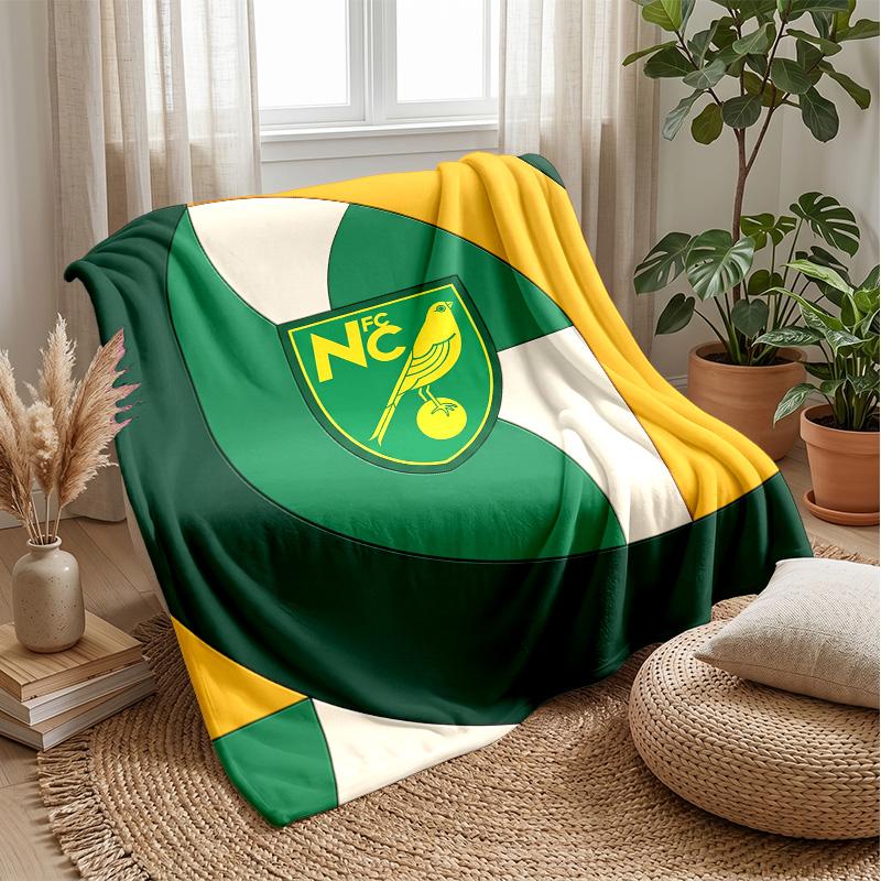 Coperta in Flanella con Stampa Norwich City Football, Coperta Morbida Calda Leggera per Divano Letto Campeggio