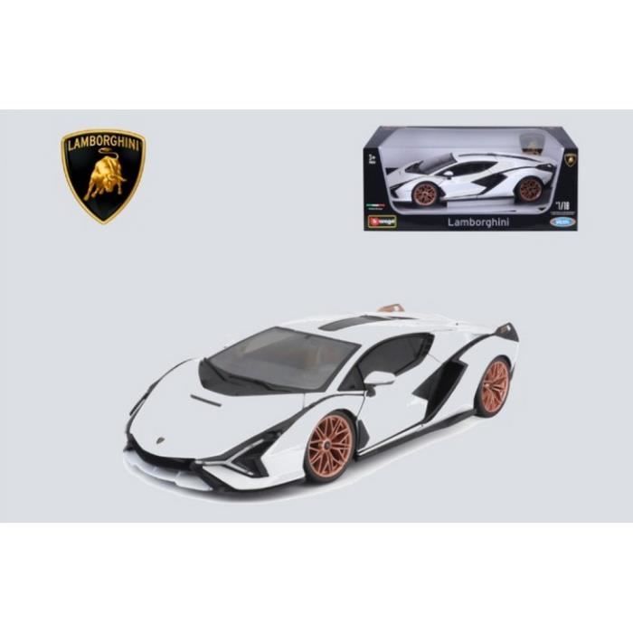 Miniatures montées - Lamborghini Sian Hybride Blanche et noire 1/18 Burago