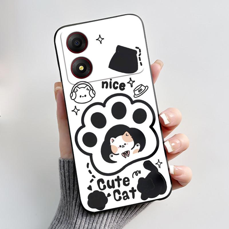 Casing For ZTE Blade A34 / A54 4G Phone Case Shell Aesthetic Cute Cat Astronaut Soft TPU Silicone Black Protective Cover Bumper