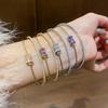 Korean Zircon Round Open Bangle - Elegant and Versatile Women's Jewelry