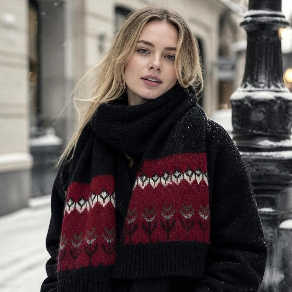 Neck Protection Woolen Scarf Warm Winter Scarf Fashion Jacquard Knit Scarf Autumn Winter