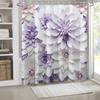 1Pc Gradient Purple Floral Print Shower Curtain With Hooks, Polyester Fabric Machine Washable Art And Floral Design For Bathroom