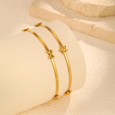 Accessories Fashion Stainless Steel Blade Chain Flower Gold Bracelet