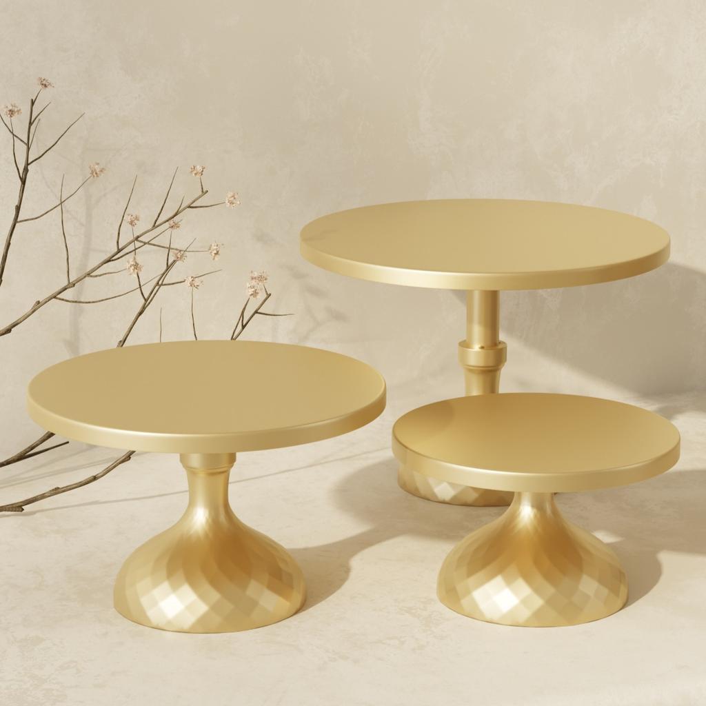 3 ADET Pasta Standı, Metal Cupcake Standı Zarif Altın Tatlı Standları Parti ve Düğün Yıldönümleri için Tatlı Masası Teşhir Seti